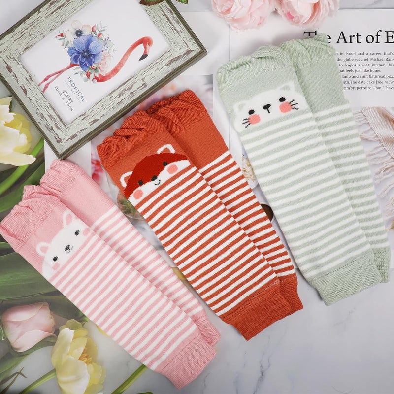 XEPST Pack of 3 Toddler Baby Leg Warmers, Cute Animal Pattern Unisex Long Legwarmers Knee Socks Baby Knee Protector Leg Sleeves Leggings for Baby Kids Toddlers Girls 0-3 Years, One Size - Image 5